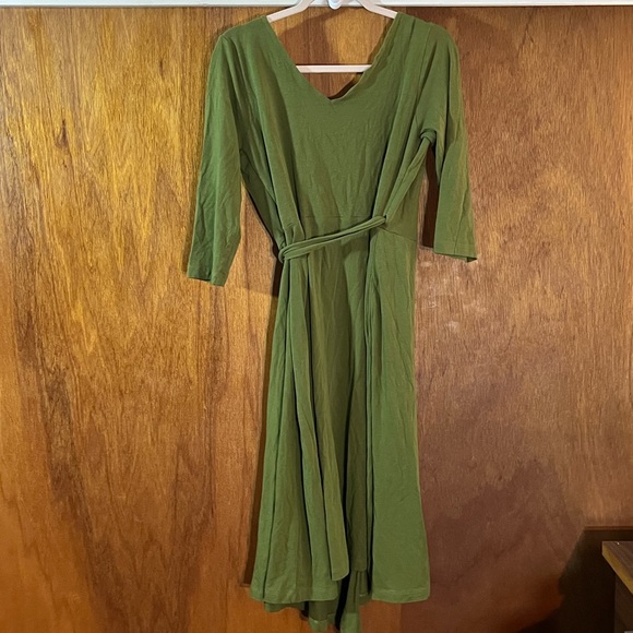 SOFT SURROUNDINGS Olive Green Wrap Dress Sz PS - Picture 2 of 4